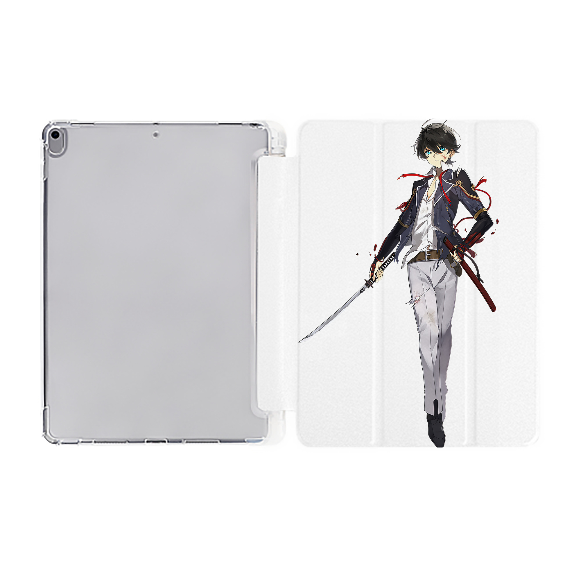 （画像用） 刀剣乱舞 Touken Ranbu IPad ケース ペン収納付き 三つ折りスタンド PUレザー×シリコン 対応機種9.5/10.5/10.9インチ